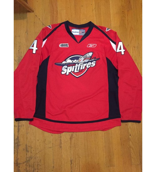 Custom OHL Windsor Spitfires 2009 13 4 Taylor Hall Hockey Jersey Road Red